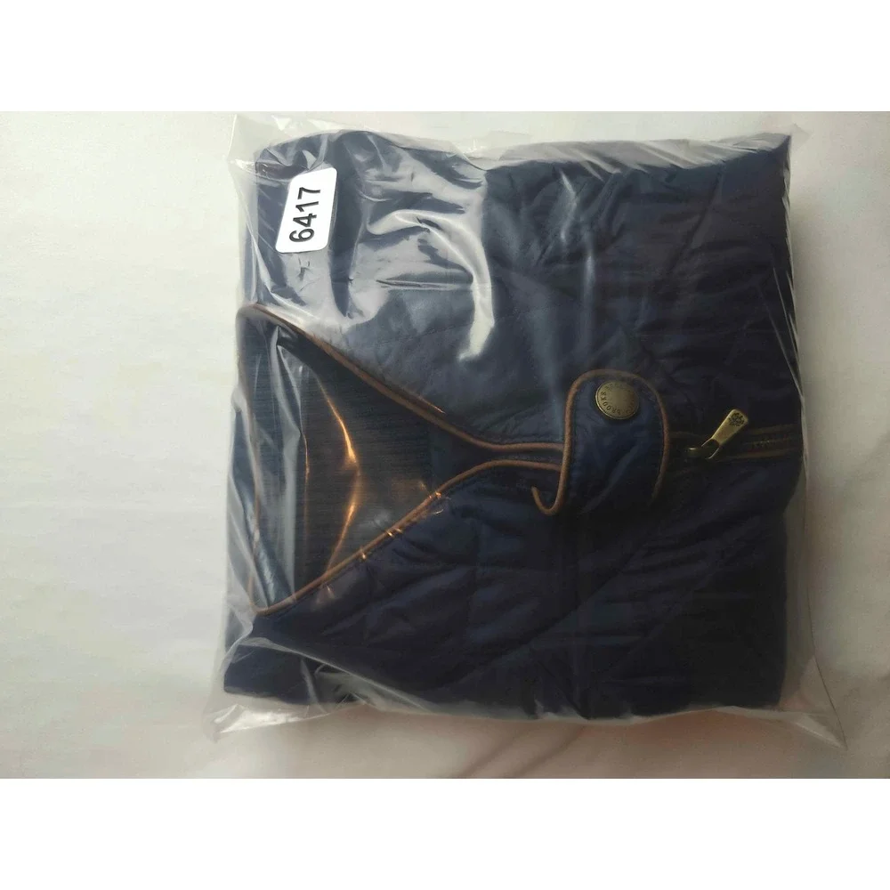 Brooks Brothers Navy Blue Diamond Quilted Vest Brown Trim Mens Medium